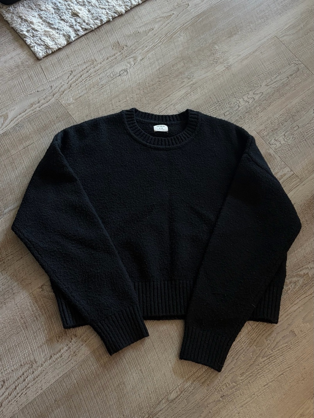 Cotton On Black cropped Crewneck Sweater